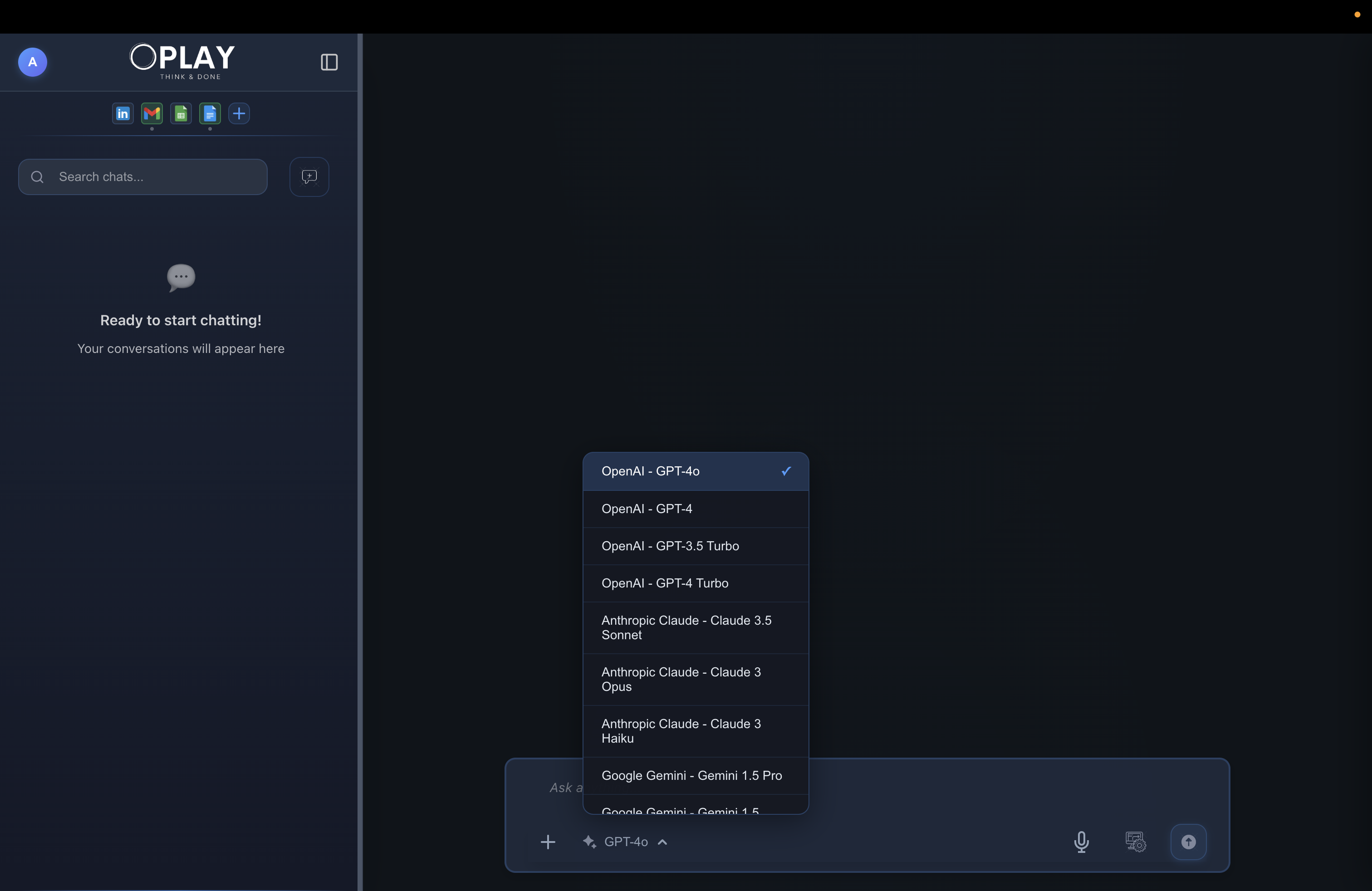 AI agent selection interface